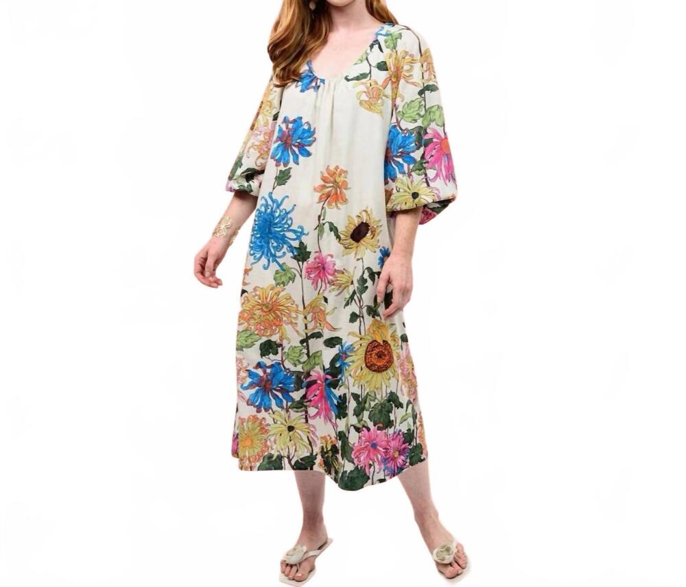 NEW UNCLE FRANK the wildflower waltz midi dress in garden party cream